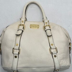 Michael Kors Bedford Belted White Leather Shoulder Bag